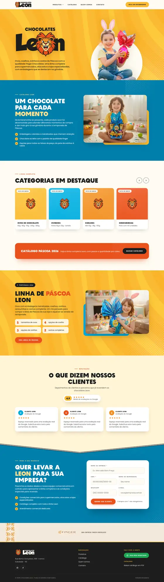 Site institucional Chocolates Leon