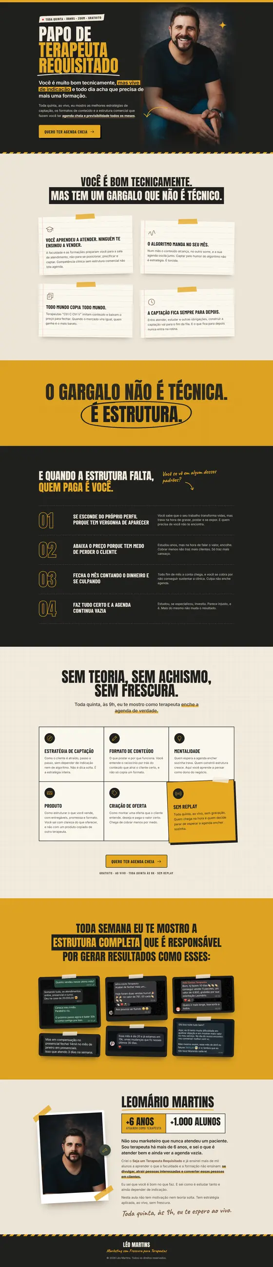 Página de captura Papo de Terapeuta Requisitado, de Leomário Martins